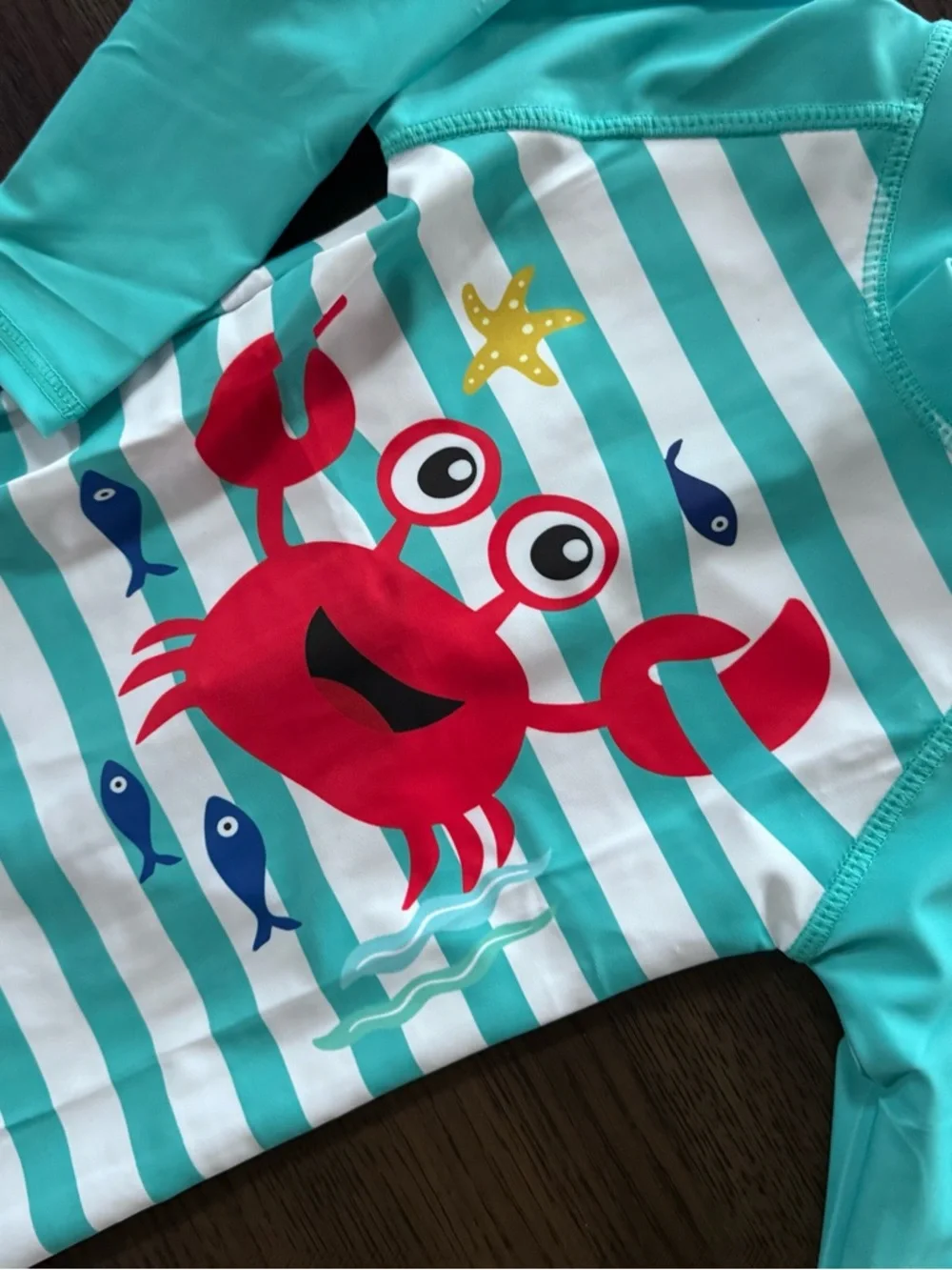 NWOT Kids' Mint Green Crab Rash Guard Swim Suit - 6-12 Months